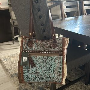 Sold! Myra AMETHYST CANVAS AND HAIRON BAG